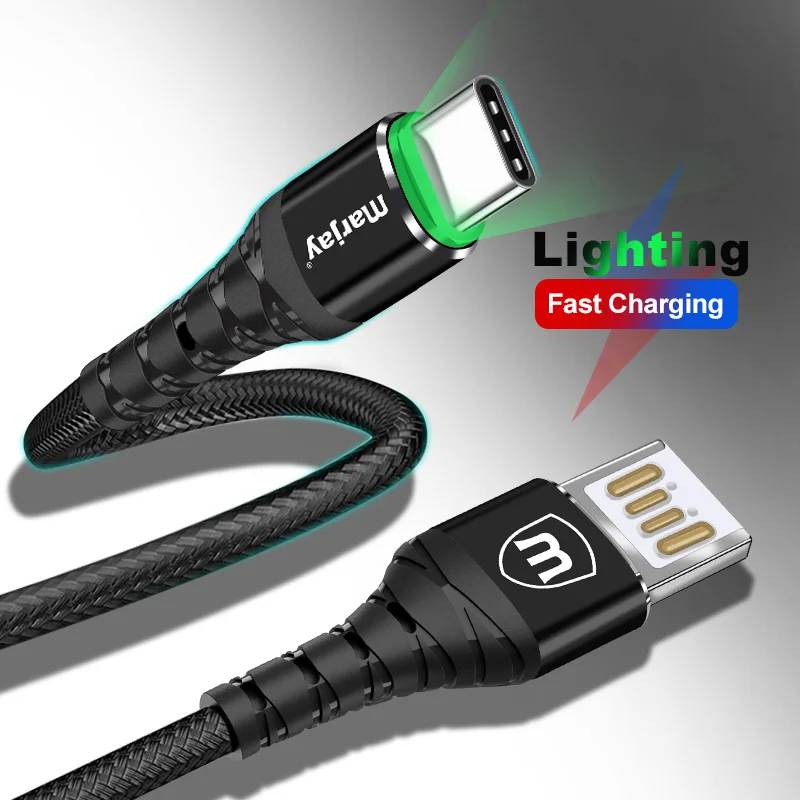 Marjay usb type C кабель 2.4A Быстрая зарядка USB C кабель для samsung S8 S9 S10 plus Xiaomi mi9 huawei P30 pro type-C шнур зарядного устройства