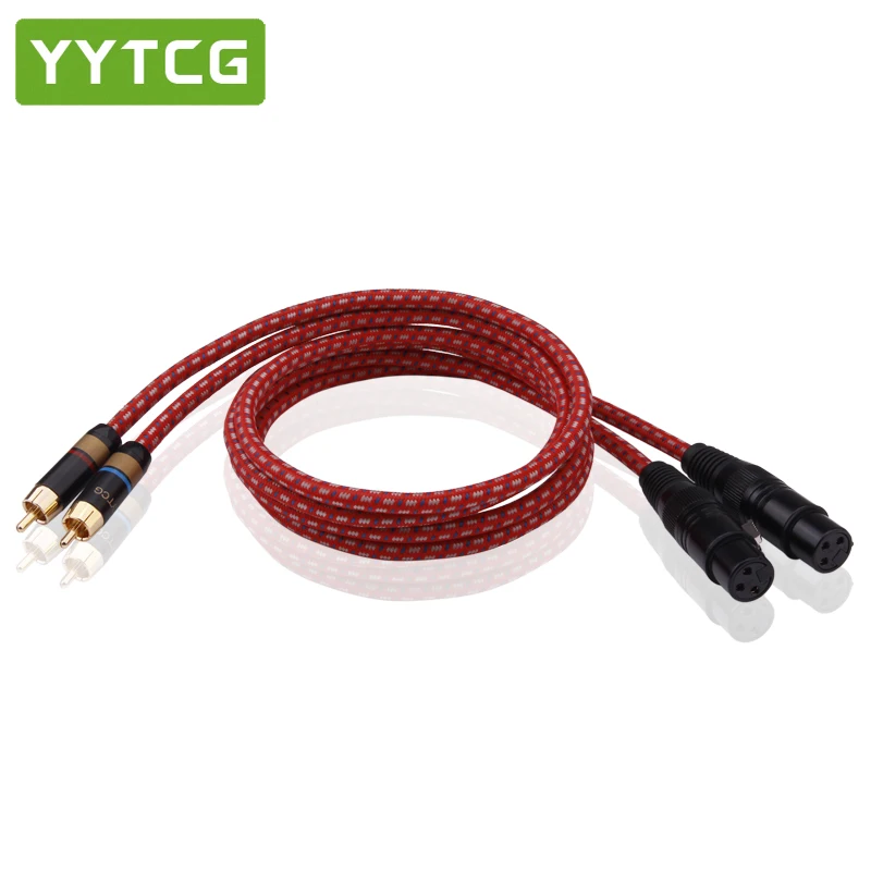 Аудио кабель YYTCG Hifi 2RCA папа к 2XLR мама Hi end 4N OFC Dual XLR двойному RCA аудиопровод|Кабели