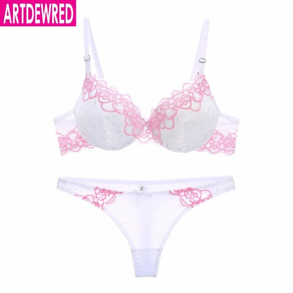 high-end brand New Arrival lace bra set push up underwear set women panties thin thick cup hollow lace intimates bras lingerie lace bra set Bra & Brief Sets