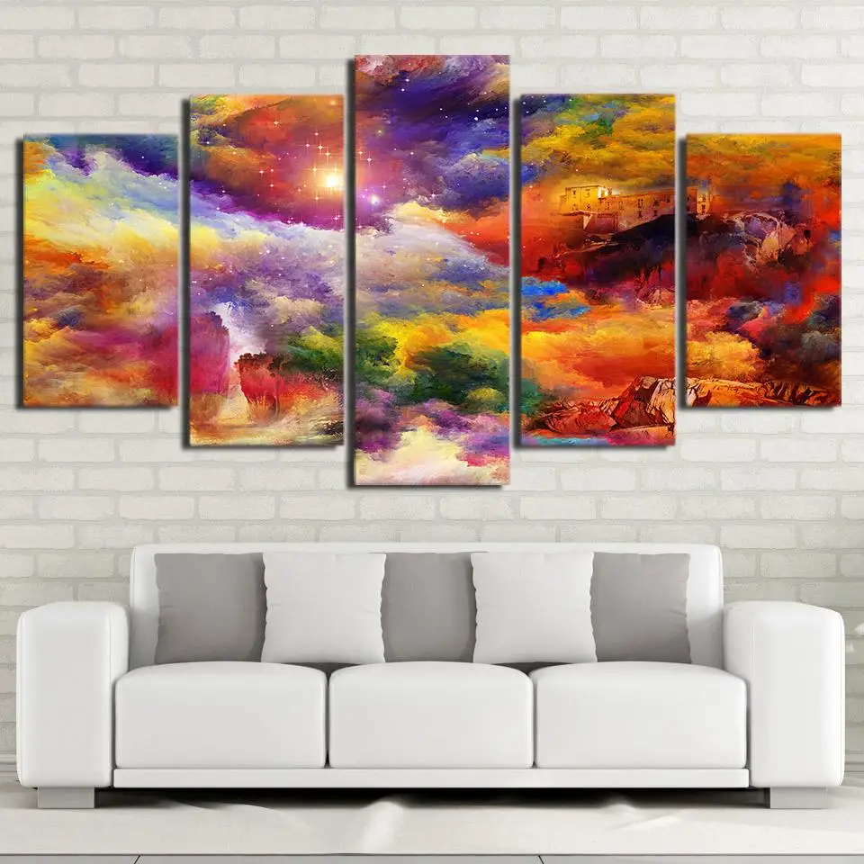 

Wall Art Pictures Canvas Poster Colorful Fantasy Dream Canvas Wall Art - 5 PIECE CANVAS dorp shipping
