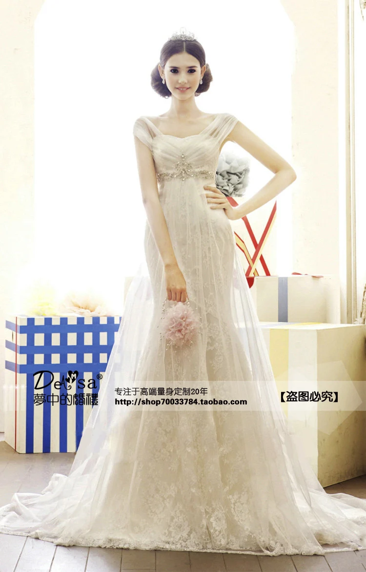 

free shipping 2014 new hot vestido de noiva cap sleeve marriage romantic princess lace crysal mermaid bridal gown wdding dresses