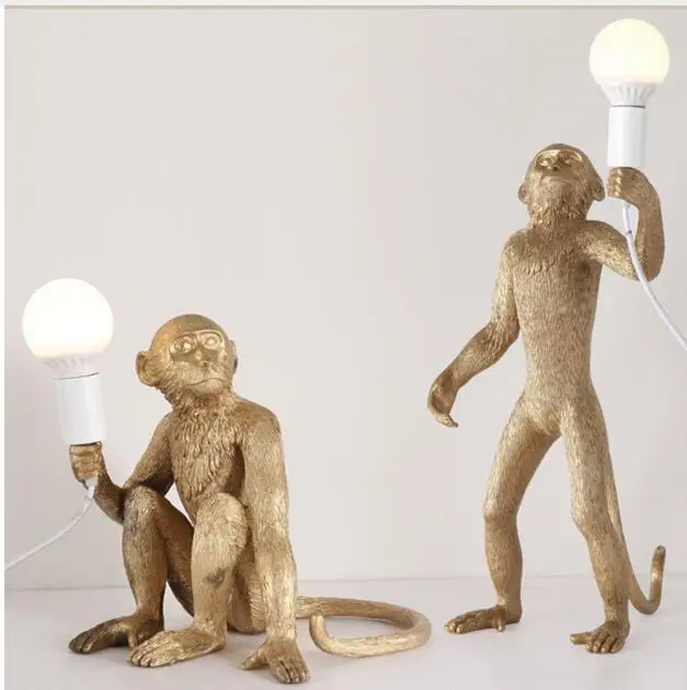 

Resin Gold Monkey Pendant Lamp Hanging Wall Living Room Light Pendante lustre E27 Bulb Kroonluchter Luces Decoration Plafondlamp