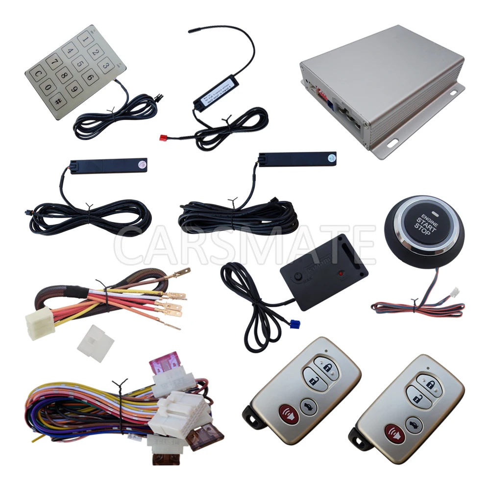 

Promotional Smart Car Alarm PKE, Push Button Start Stop, With Vibration Sensor, Rolling Code, Engine Off With Door Unlock