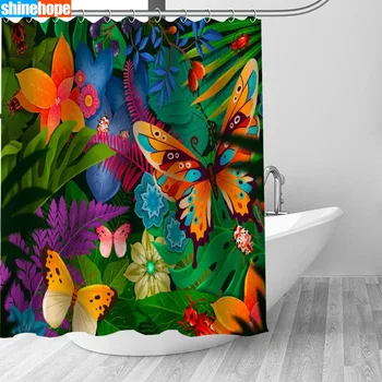 

Customized Butterfly Shower Curtain Waterproof Polyester Fabric 8 Sizes High Quality Bathroom Curtains
