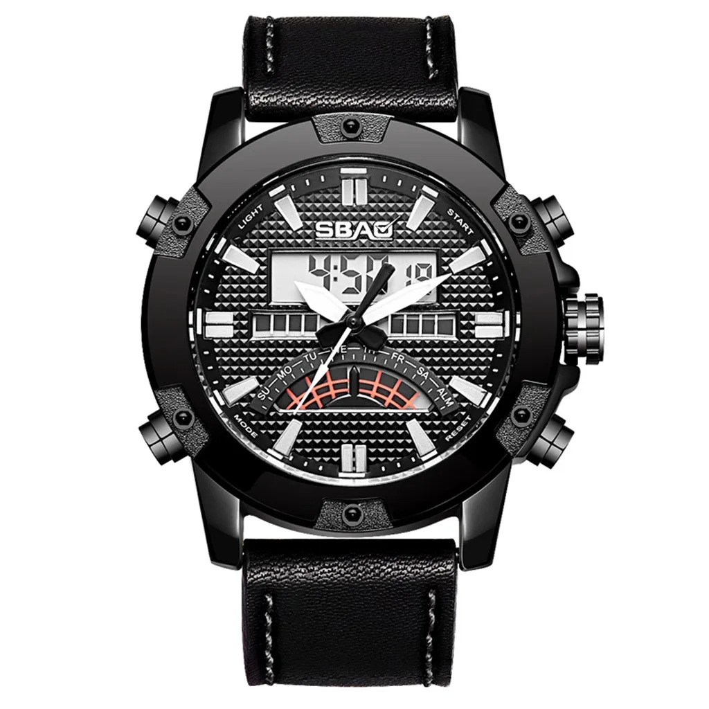 SBAO модные повседневное бренд для мужчин двойной дисплей уличные спортивные часы водостойкий календари Multi Функция электронные бизнес часы