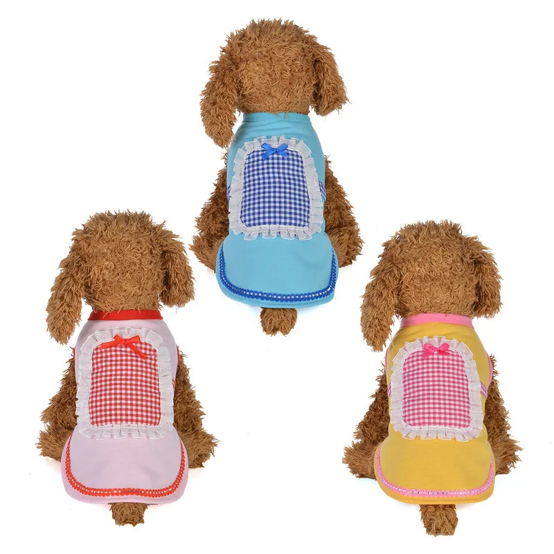 2018 Summer New Plaid Dog Dresses for Small Dogs Clothes Costume Maid Outfit Pet Clothing