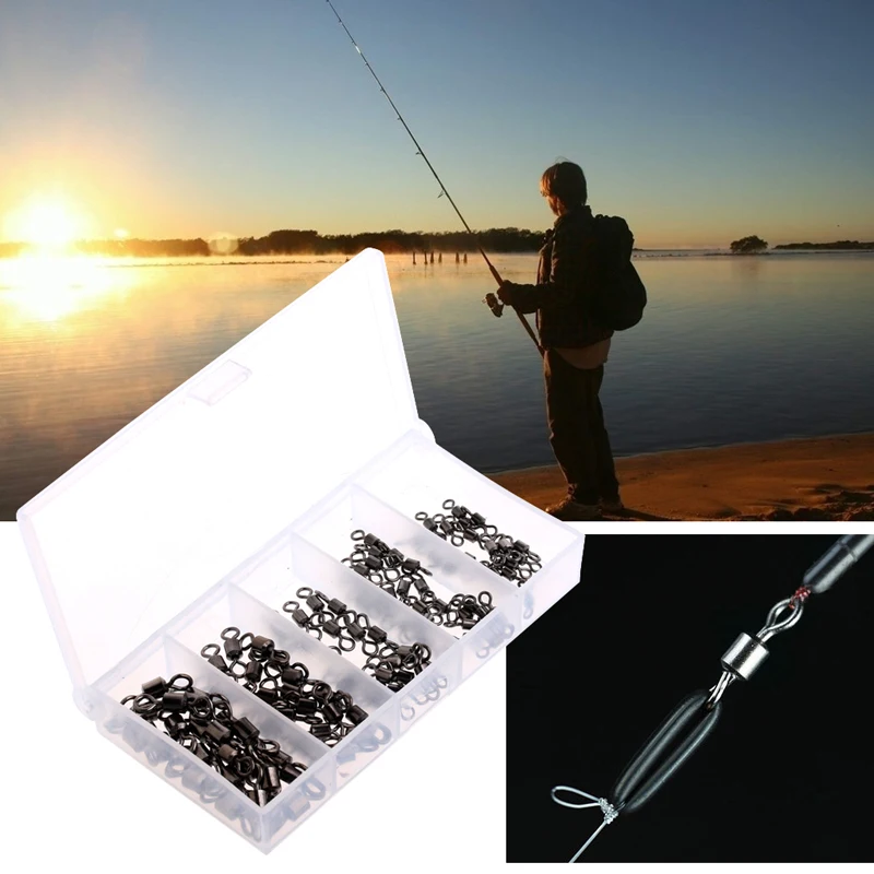 

100pcs/set Swivel Connector Rolling Ball Bearing Solid Rings Sea Fishing Accessories