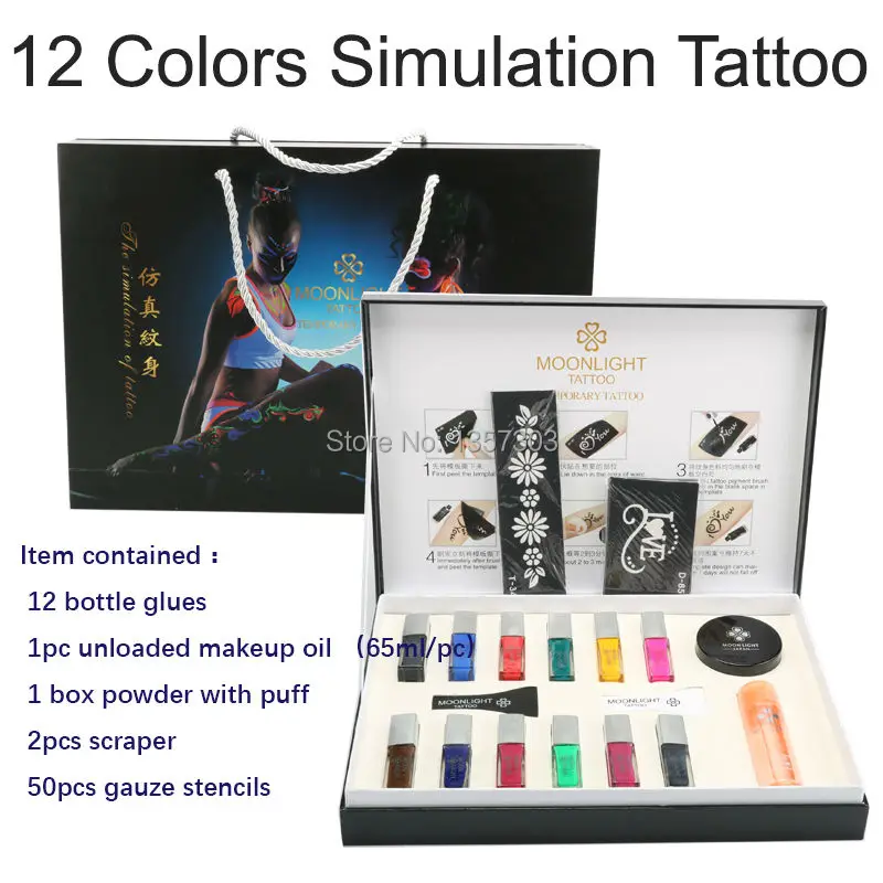 Free shipping 12 color Temporary tattoo Body Art condensation liquid kit 12 colors of simulation tattoo set High Quality body of art