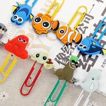 

1pcs Cartoon fish paper clip silicone material escolar bookmarks for books stationery school supplies papelaria child gift