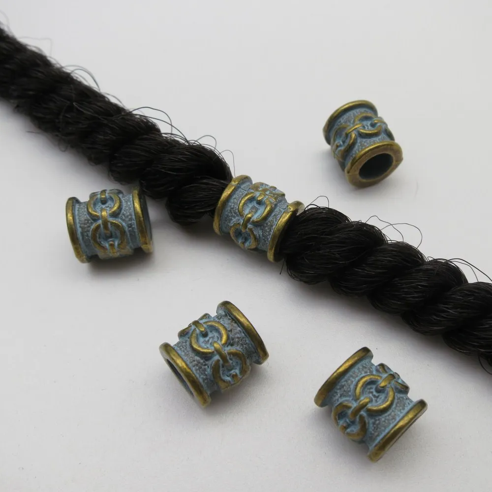 

5Pcs/Lot Bronze viking Rune hair braid dread beard dreadlock beads rings tube approx 5.8mm inner hole for hair accessories