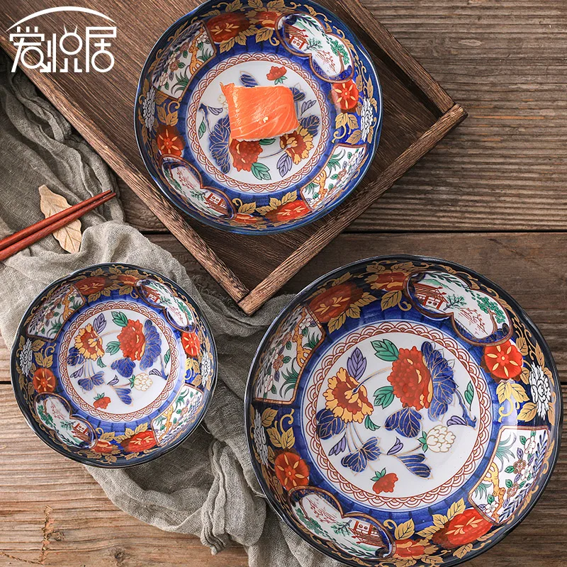 

1 PC Ceramic Rice Soup Bowl Flower Patterned Japanese style Tableware Utensil Under-glaze High Quality Made in Japan