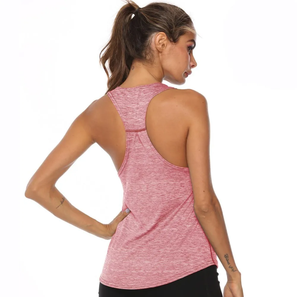 MAIJION женские спортивные майки для йоги, безрукавки для фитнеса, рубашки для йоги, быстросохнущие спортивные майки для бега, футболки для тренировок - Цвет: Розовый