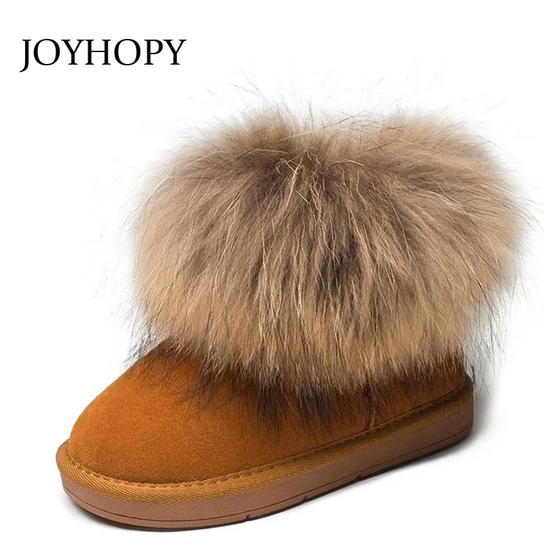 

Genuine leather Children Boots Big fur Thick Warm Shoes Baby Girls Boys Snow Boots Winter Kids Shoes