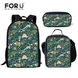 FORUDESIGNS/Школьные сумки с динозавром для детей, школьный рюкзак, рюкзак, 3 шт./компл., детские школьные сумки для мальчиков, рюкзак с