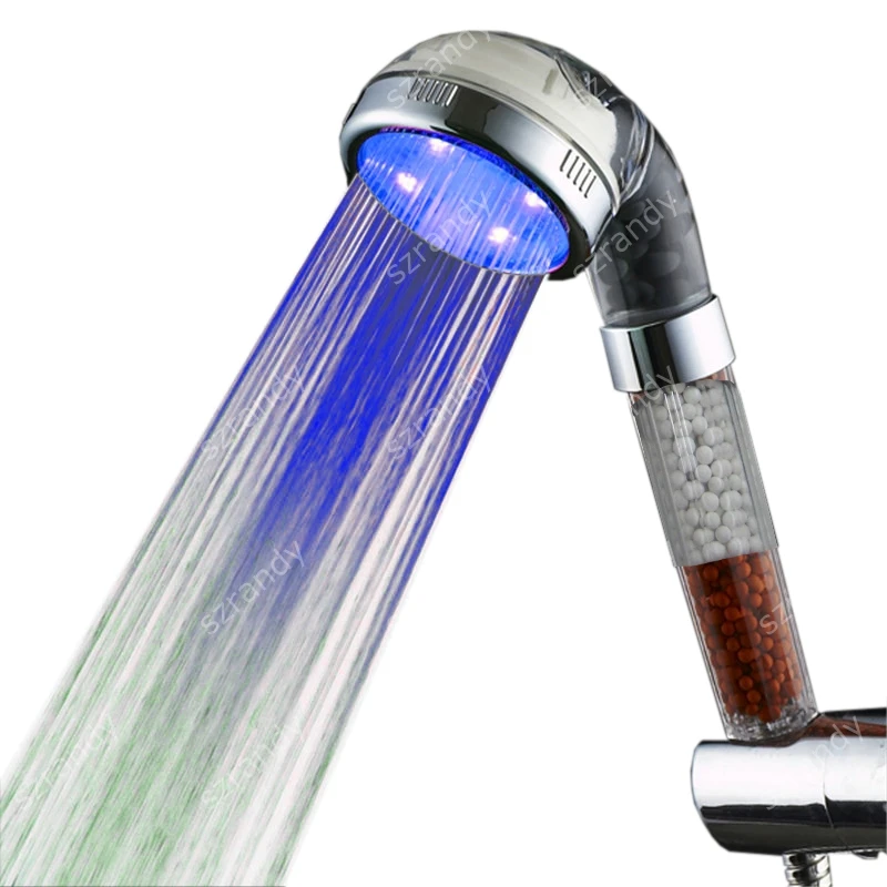 Массажная насадка для душа светодиодная синяя с питанием от воды|led shower head|shower