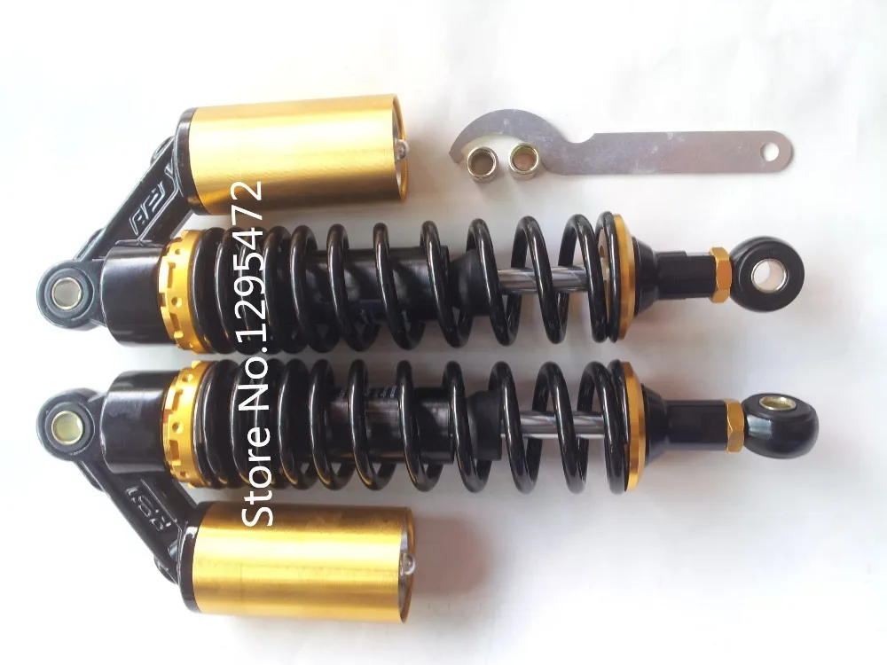 340mm air shock absorbers 8mm spring for honda CB750 CB400 yamaha RD250 RD350 xjr400 motorcycle absorber black +gold color | Автомобили и