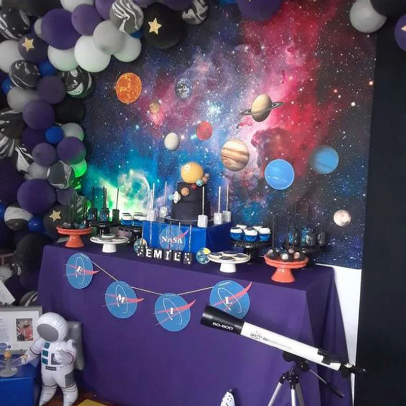 Галактика космические вечерние украшения для детей на день рождения гирлянда бумажная салфетка под тарелку кружку ракета, космонавт космические вечерние принадлежности