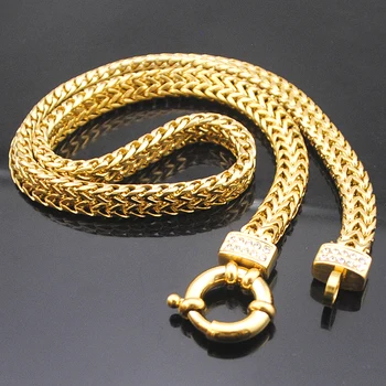 

AMUMIU Gold Color Chain Necklace For Men Women Stainless Steel Snake Necklaces Wholesale Chain KN075