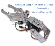  1 Set 2 DOF Aluminum Robot Arm Clamp Claw Mount Kit (No servo) Un-assembly Fit For Arduino Wholesale Retail + Free Shipping 