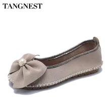 Tangnest/стадо Женские Мокасины Женская обувь для отдыха; Лоферы круглый носок Демисезонный модные галстуки-бабочки плоские женские туфли без каблуков XWD6501