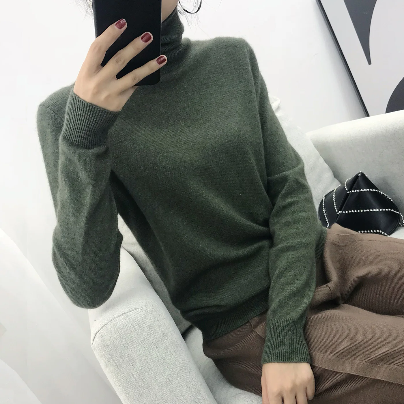 Ceny 2020 Cashmere sweter kobiet golf damski dzianinowy z golfem zimowy kaszmirowy sweter dla kobiet ciepłe swetry kobiet