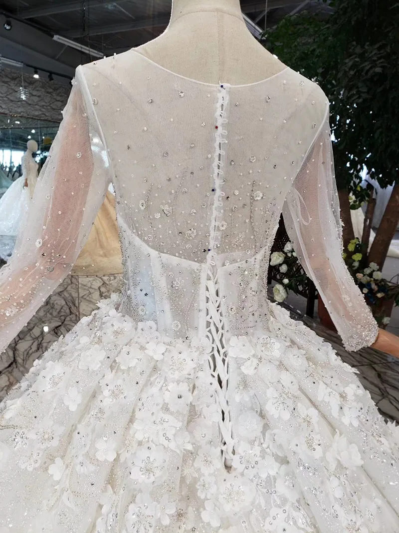 Robe de mariée роскошные сверкающие бусины бальное платье свадебное белое одежда с