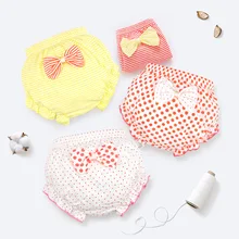 Нижнее белье для малышей от 0 до 3 лет штаны для маленьких девочек шорты в полоску для маленьких мальчиков детские штаны в полоску с бантом для новорожденных