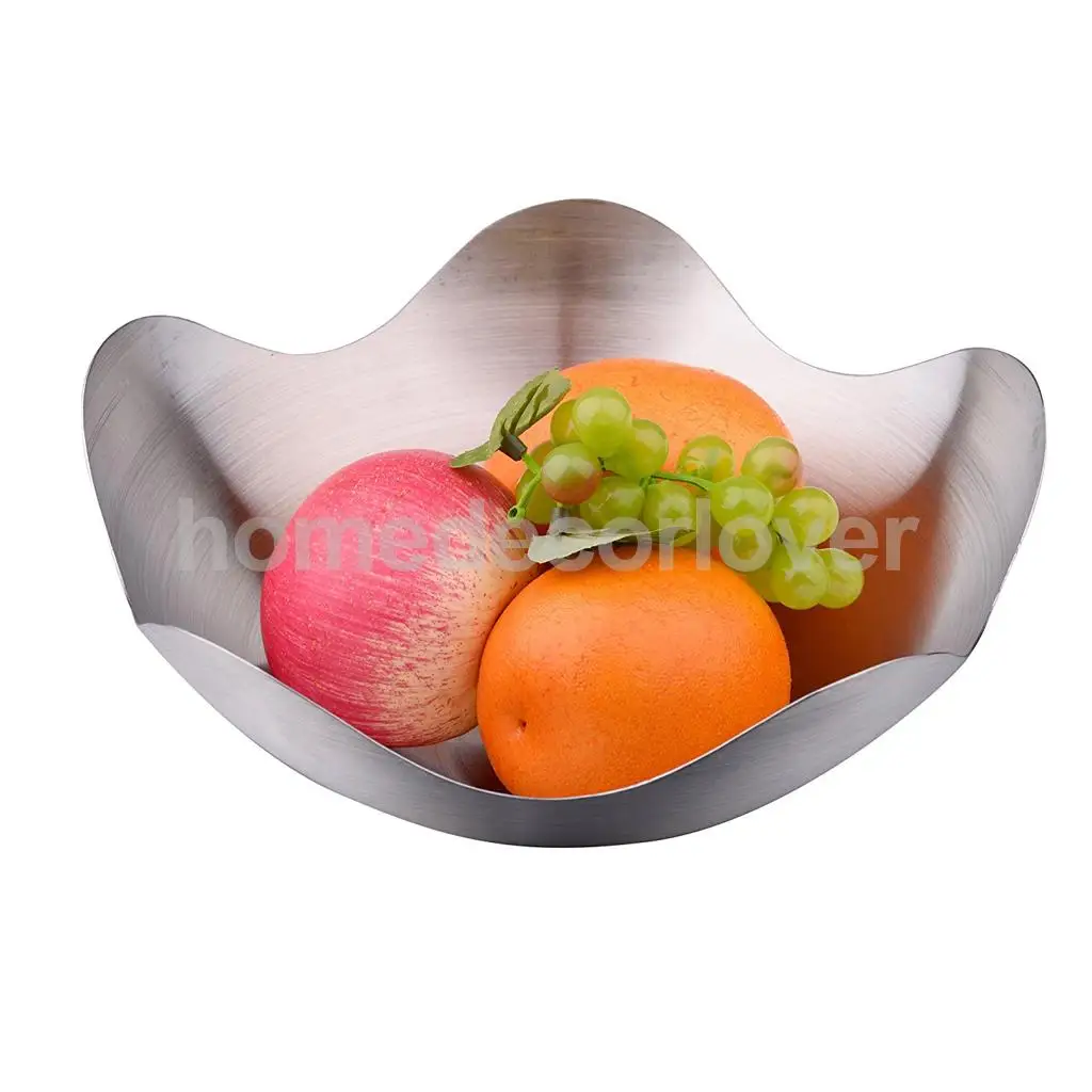 Fruit Bowl Stainless Steel Lotus Wave Shape Serving Bowl Home  Kitchen Pub Hotel Office Centerpiece  Decor