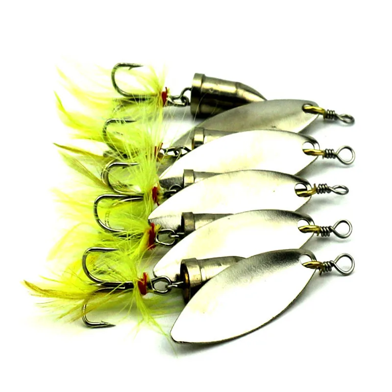5 Pcs/lot Hot Sale Wire Feather Bait Spinner Fishing Lures Hard Lure 5