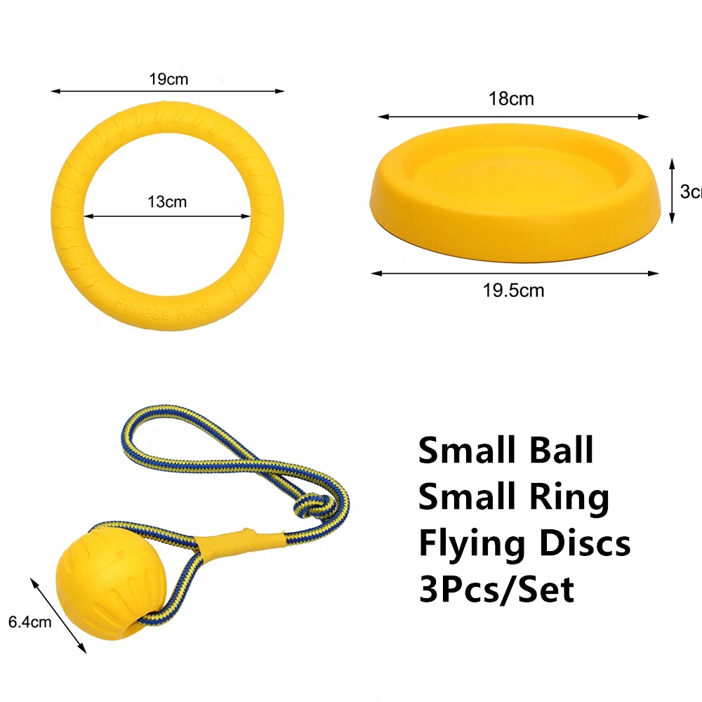 3 шт./компл. игрушка для собак-амфибия несушимый шар с веревкой летающие диски жевательное игрушечное кольцо EVA игрушка для домашних животных для собак интерактивные шары - Цвет: Small Dog