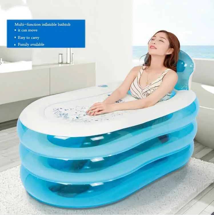 Inflatable tub folding plastic bath bucket Adult thickening Inflatable ...
