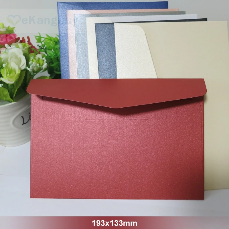 

25pcs/lot 193x133mm(7.5" x 5.2") Pearl Color Paper Envelope 250g card Envelopes Invitation Gift Envelope