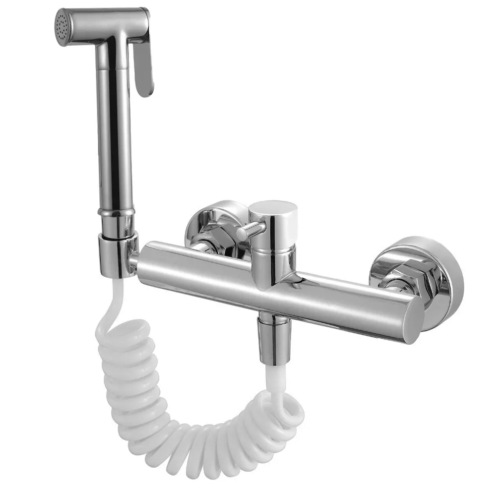 

Free shipping Toilet Bidet Sprayer Faucet Mixing Valve with Hose, Bracket and Brass Sprayer Wall Mount , Polished Chrome BD781