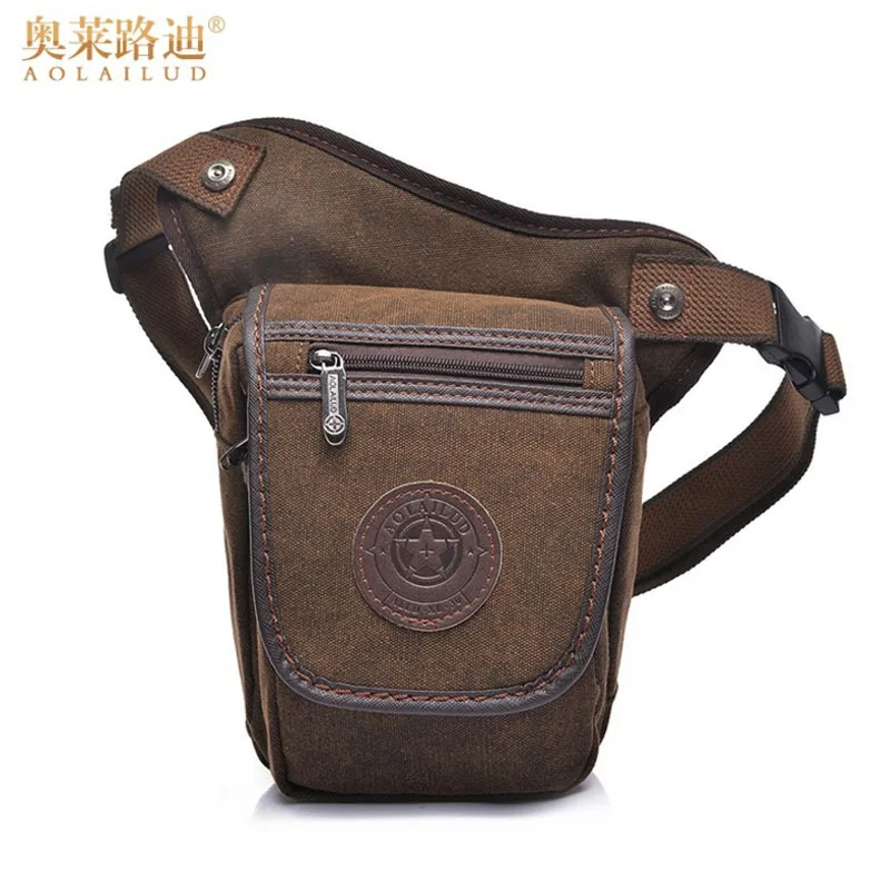 

High Quality Canvas Men Drop Leg Bag Military Motorcycle Ride Travel Male Belt Bum Waist Fanny Pack Small Messenger Shoulder Bag