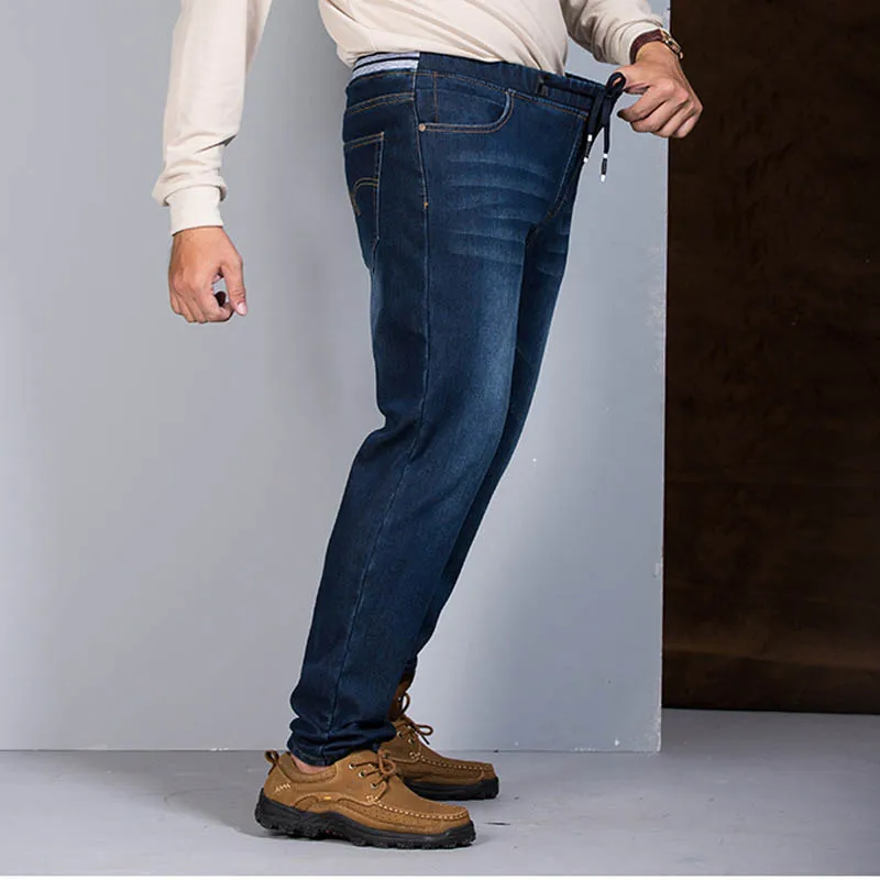 Winter Plus Size Men's Warm Jeans Pants 