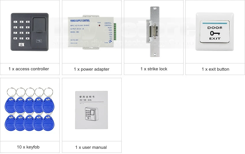 DIYSECUR биометрический отпечаток пальца RFID 125 кГц Пароль Клавиатура система контроля допуска к двери комплект+ замок удара