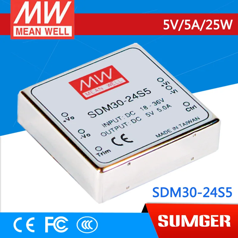 

[MEAN WELL1] original SDM30-24S5 5V 5A meanwell SDM30 5V 25W DC-DC Regulated Single Output Converter