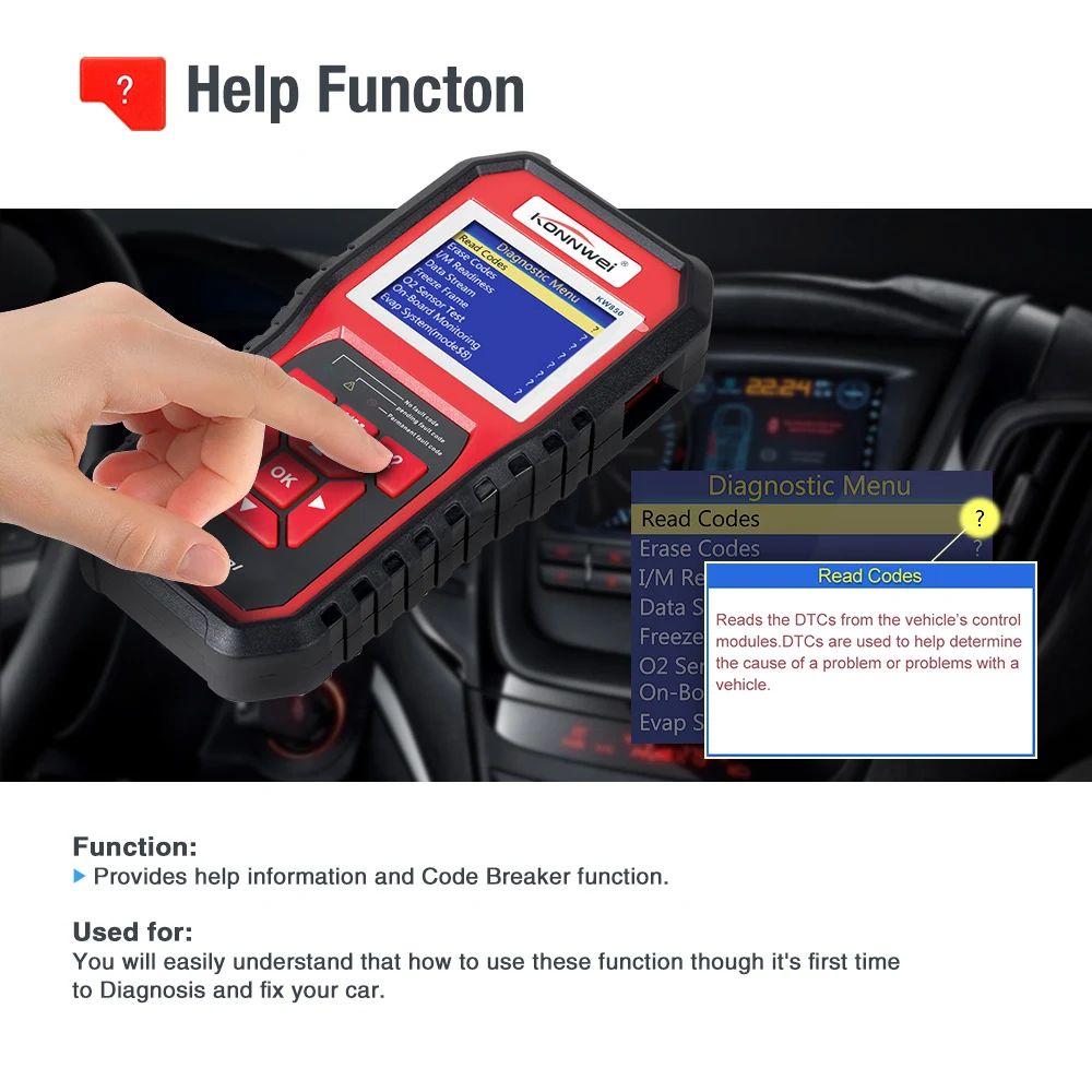 KONNWEI KW850 OBDII считыватель кодов автомобиля диагностический инструмент полный OBD 2