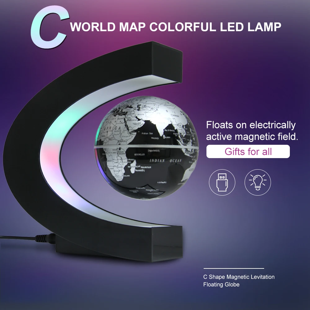 Mapa do Mundo Globo de Luz Novidade Antigravidade Levitação Magnética Flutuante Mágica Lâmpada Novel Aniversário Casa Dezembro Noite Led Luz