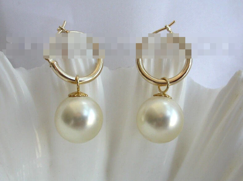 

Hot sell Noble- hot sell new - 1222 round champagne south sea shell pearl dangle earrings