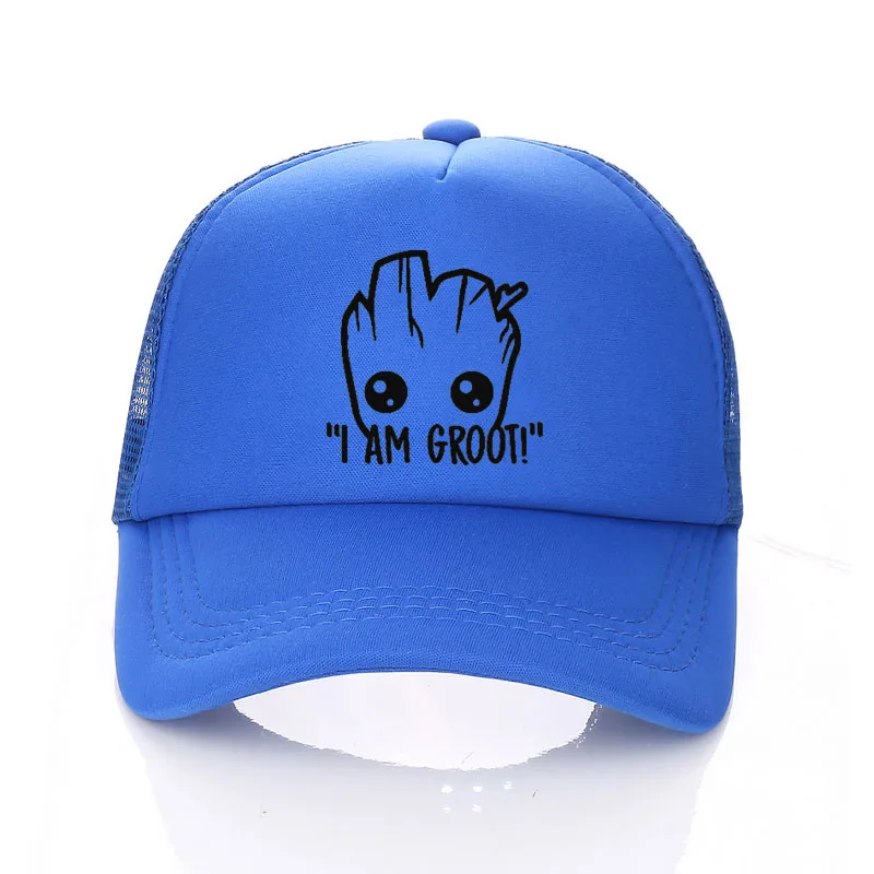 Новое поступление, Детская летняя кепка I AM GROOT, Кепка Дальнобойщика с сеткой, бейсболки для мальчиков, шляпы для взрослых и детей, самодельные шляпы для малышей - Цвет: 3