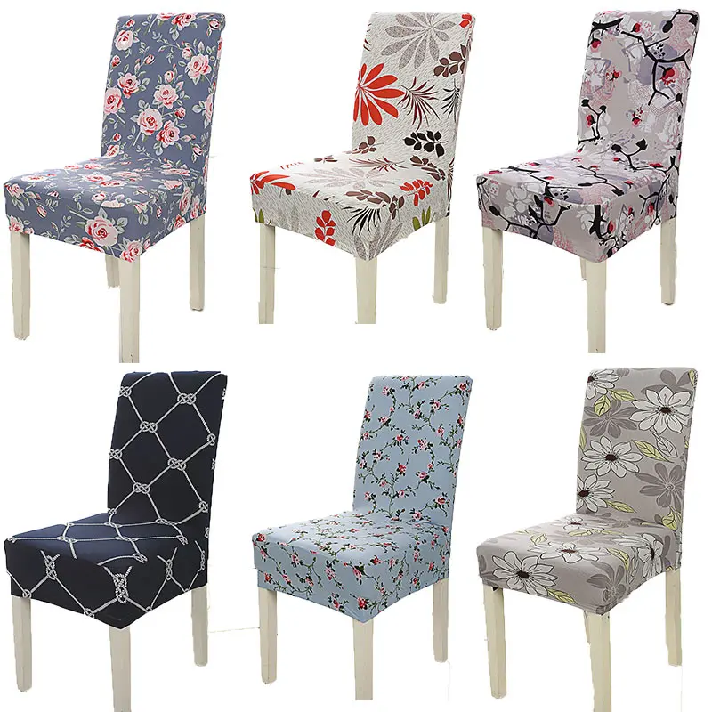 flower printed Household elastic conjoined hotel dining table chair