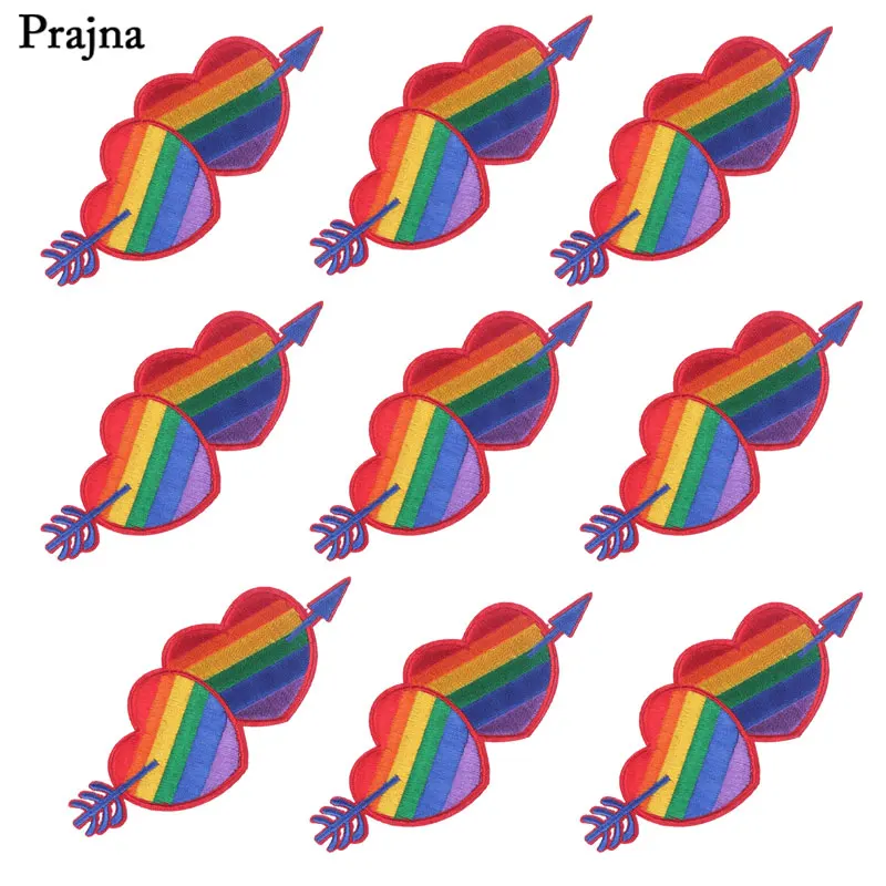 Prajna 10 шт. радужные парчи Вышивка Железо на патчи для одежды упаковка продажа