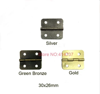 

50pcs 30*26mm Colorfu Jewelry Box Door Hinge with Screw Gold Silver and Green Bronze