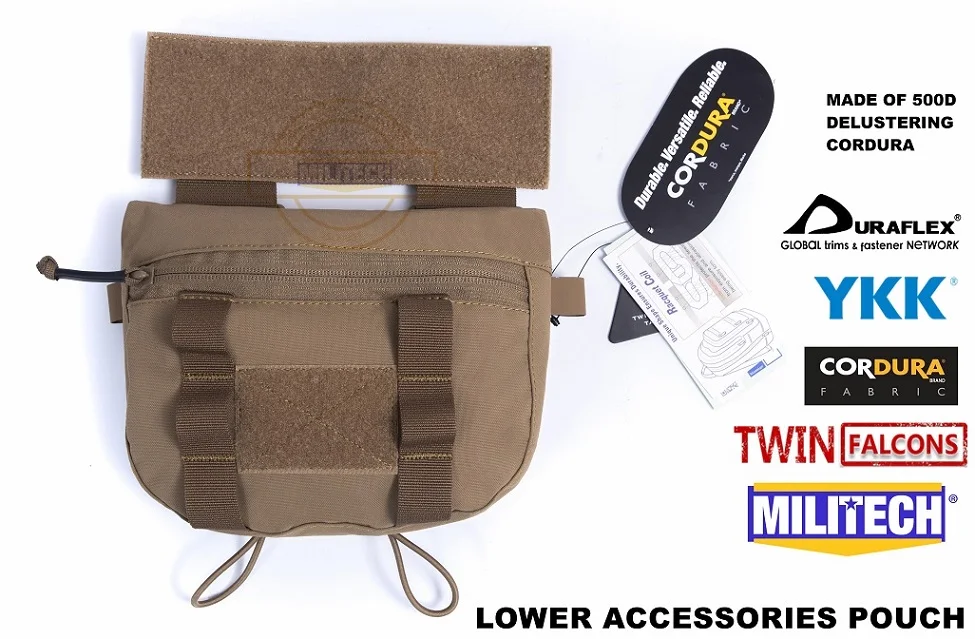 Coyote Brown MILITECH TWINFALCONS TW Delustered Cordura Plate Carrier Нижняя сумка для аксессуаров подбрюшная сумка паховая сумка - Цвет: Coyote Brown