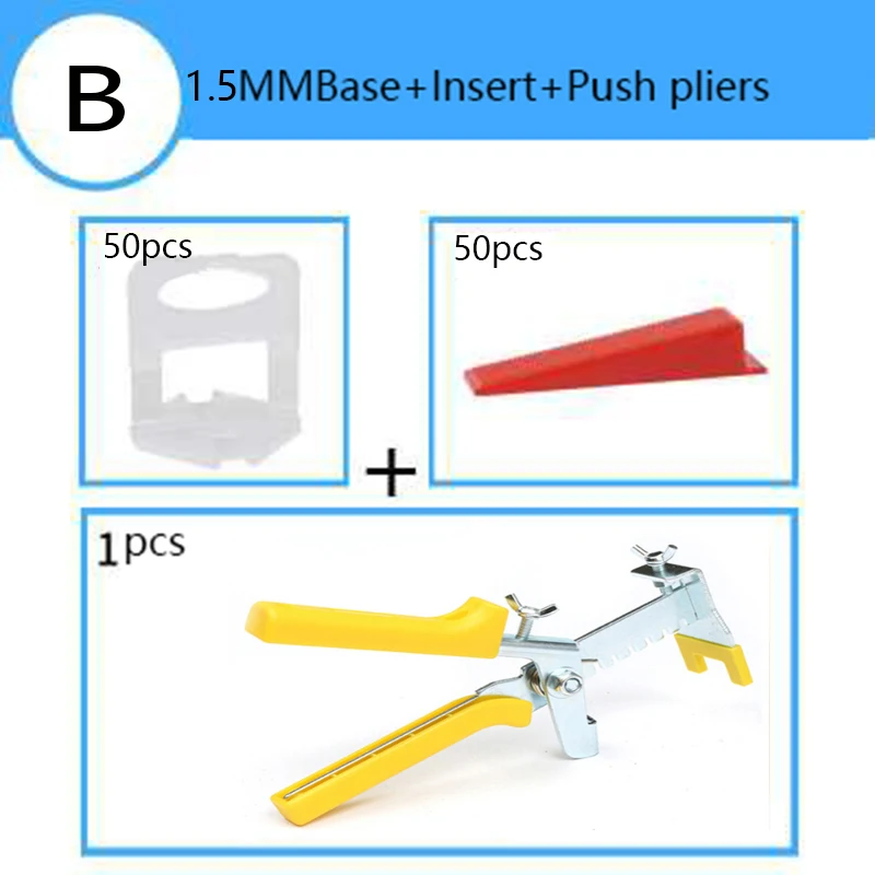 Инструмент для укладки плитки выравниватель Распорки плоская система выравнивания плитки керамический набор ручных инструментов 50 шт. зажимы с клиньями 50 шт.+ 1 шт. плоскогубцы