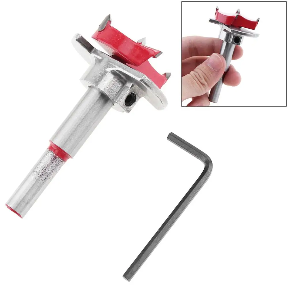  35MM Carbide Tipped Hinge Cutter Wood Positioning Drill Bit Reamer With Guide for Woodworking Drill