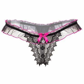 

Underwear Women Lace Panties Thong Sexy Low Waist Hollow Out G String With Bow