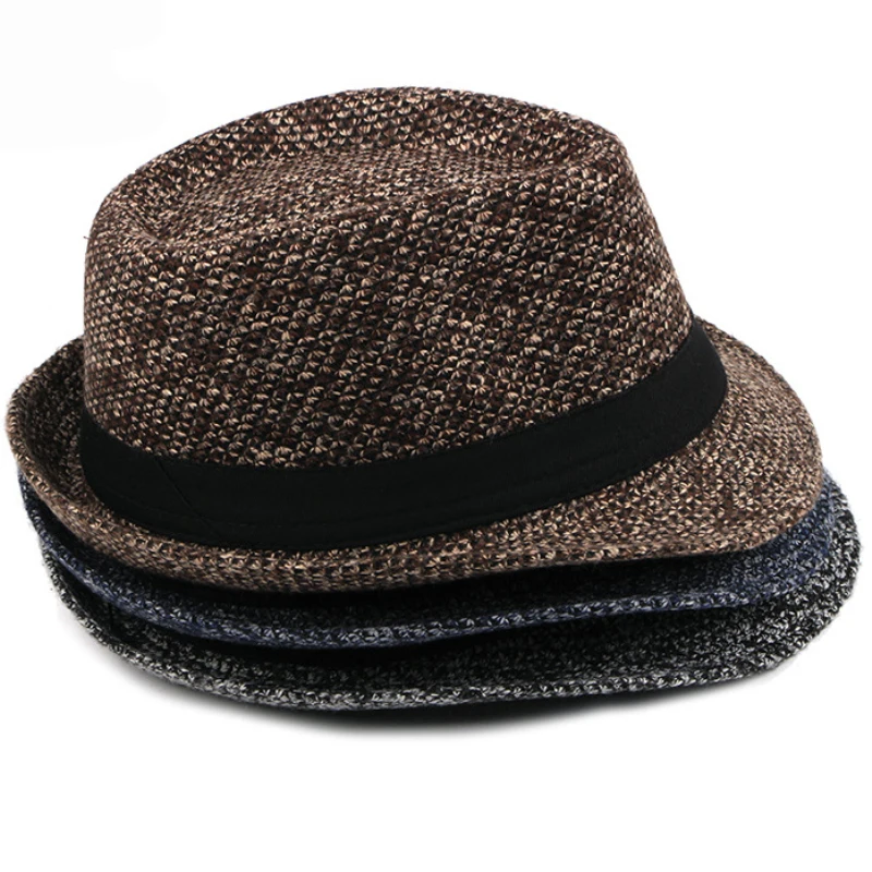HT1513 фетровые шляпы в британском стиле для мужчин, Осень-зима, повседневные Шапки Трилби, Повседневные вязаные шляпы Дерби, джазовые шляпы, классические ретро мужские шапки