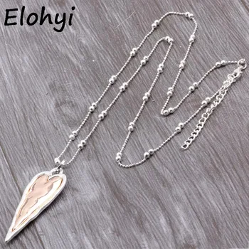 

ELOYHI Women Double Color Heart Boho Statment Alloy Pendants Long Sweater Chain For Women Necklace&Pendant Wholesale